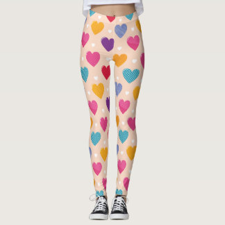 Colourful Pop Art Heart Pattern Leggings