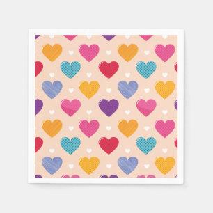 Colourful Pop Art Heart Pattern Napkin