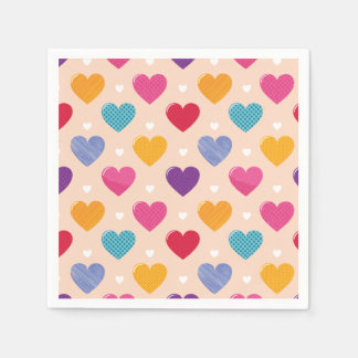 Colourful Pop Art Heart Pattern Napkin
