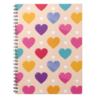Colourful Pop Art Heart Pattern Notebook