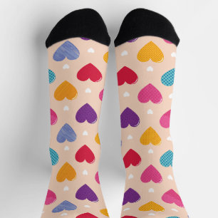 Colourful Pop Art Heart Pattern Socks