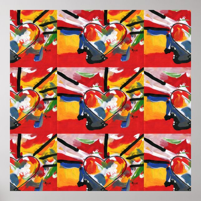 colourful pop art hearts poster (Front)