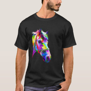 Colourful Pop Art Horse Portrait Funny Horses T-Shirt