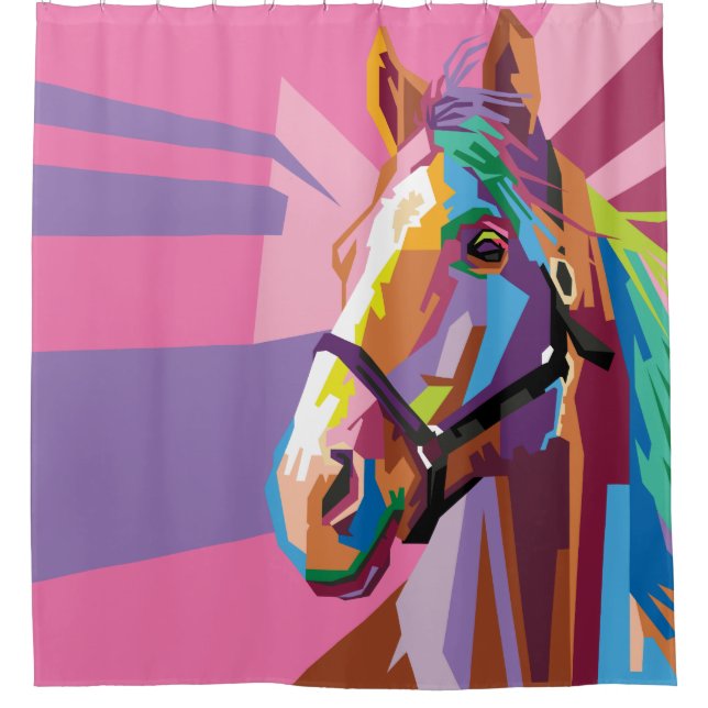 Colourful Pop Art Horse Portrait Shower Curtain (Front)