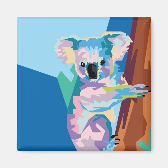 Colourful Pop Art Koala Portrait Magnet (Front)