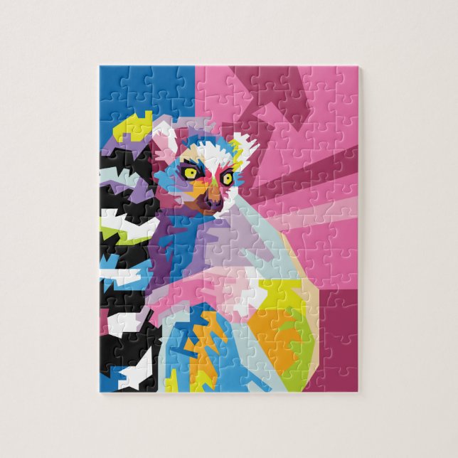Colourful Pop Art Lemur Portrait Jigsaw Puzzle (Vertical)
