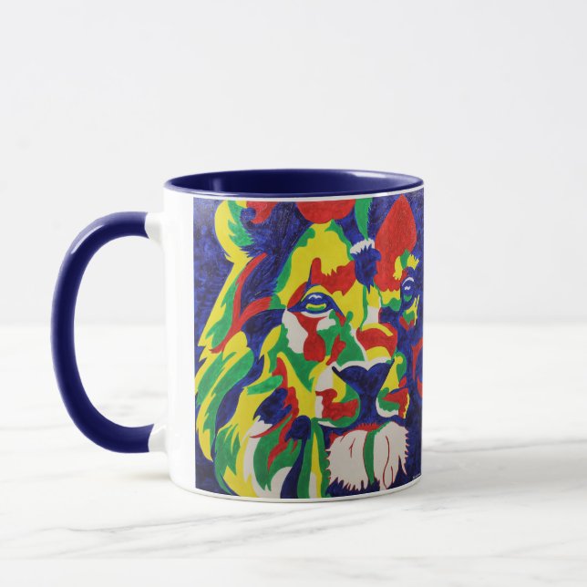 Colourful Pop Art Lion Mug (Left)