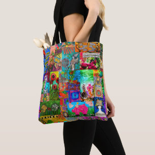 Colourful Pop Art Mixed-Media Collage Tote Bag