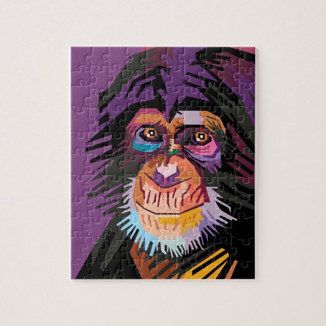 Colourful Pop Art Monkey Portrait Jigsaw Puzzle (Vertical)