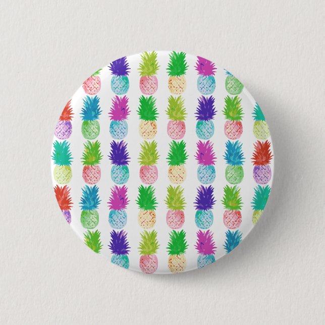 Colourful pop art painting pineapple pattern 6 cm round badge (Front)