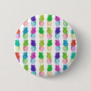 Colourful pop art painting pineapple pattern 6 cm round badge