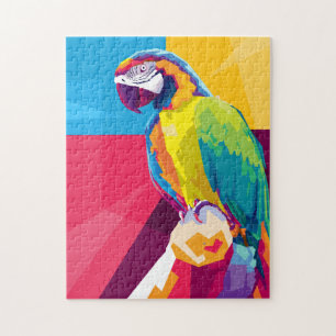 Colourful Pop Art Parrot Portrait Jigsaw Puzzle