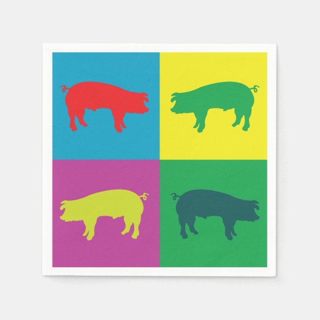 Colourful Pop Art Pig Napkin (Front)