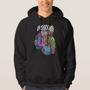 Colourful Pop Art Portrait Boxer Dog Mum Mama Moth Hoodie