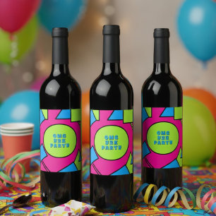 Colourful Pop Art Retro Y2K Party Wine Label