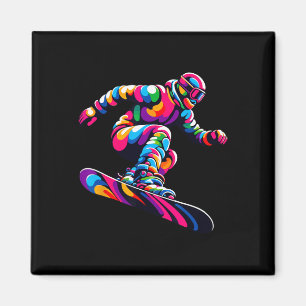 Colourful Pop Art Snowboarding Snowboard Snowboard Magnet
