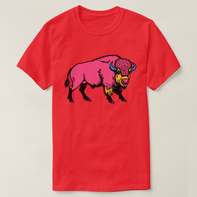 Colourful Pop-Art Southwestern Buffalo/Bison T-Shirt (Design Front)