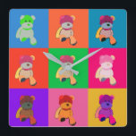 Colourful Pop Art teddy Dear Wall Clock<br><div class="desc">Pop art Teddy Bear design</div>