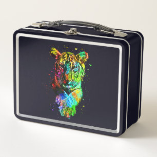 Colourful Pop Art Tiger Metal Lunch Box