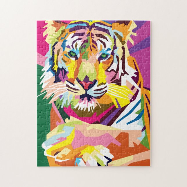 Colourful Pop Art Tiger Portrait Jigsaw Puzzle (Vertical)