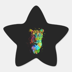 Colourful Pop Art Tiger Star Sticker