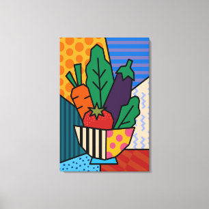 Colourful Pop Art Vegetable Canvas Retro Kitchen Print