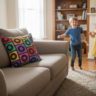 Colourful Pop Art Vinyl Records Cushion