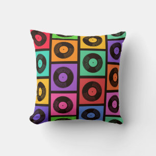 Colourful Pop Art Vinyl Records Cushion