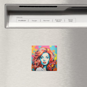 Colourful Pop Art Woman Magnet