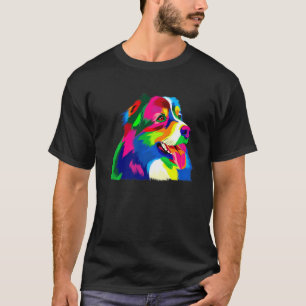 Colourful Pop Australian Shepherd Portrait Aussie T-Shirt