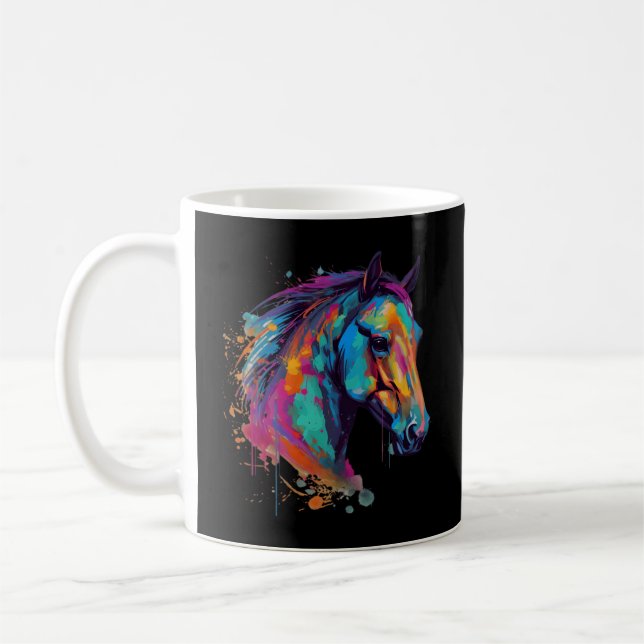 Colourful Pop Horse Portrait Horses Coffee Mug (Left)