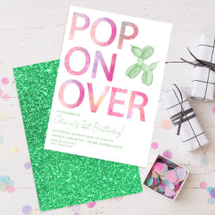 Colourful Pop On Over Birthday Party Invitation
