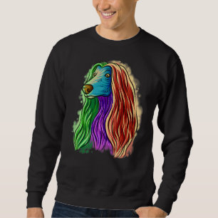 Colourful Pop Portrait Afghan Hound Dog Mum Mother Sweatshirt