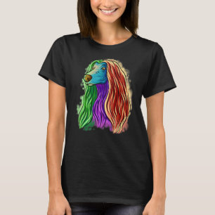 Colourful Pop Portrait Afghan Hound Dog Mum Mother T-Shirt