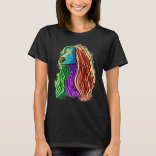 Colourful Pop Portrait Afghan Hound Dog Mum Mother T-Shirt