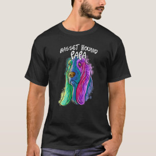 Colourful Pop Portrait Basset Hound Dog Dad Father T-Shirt