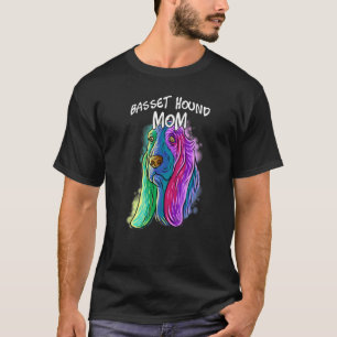 Colourful Pop Portrait Basset Hound Dog Mum Mother T-Shirt