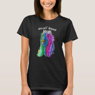 Colourful Pop Portrait Basset Hound Dog Mum Mother T-Shirt