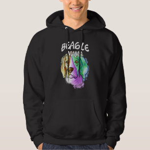 Colourful Pop Portrait Beagle Dog Mum Mother's Day Hoodie
