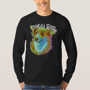 Colourful Pop Portrait Corgi Dog Dad Father's Day T-Shirt