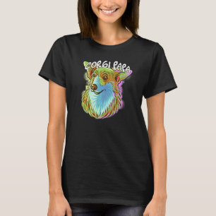 Colourful Pop Portrait Corgi Dog Dad Papa Father's T-Shirt