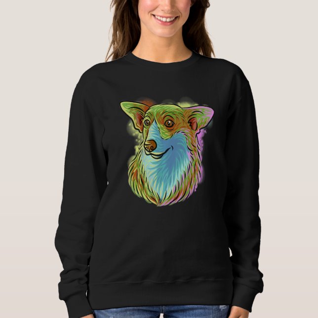 Colourful Pop Portrait Corgi Dog Mum Mother's Day Sweatshirt (Front)