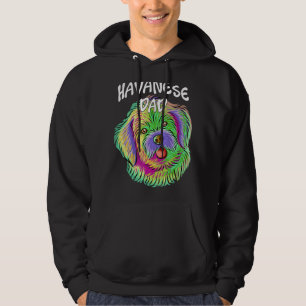 Colourful Pop Portrait Havanese Dog Dad Father's D Hoodie
