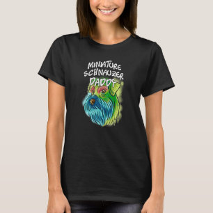Colourful Pop Portrait Miniature Schnauzer Dog Dad T-Shirt