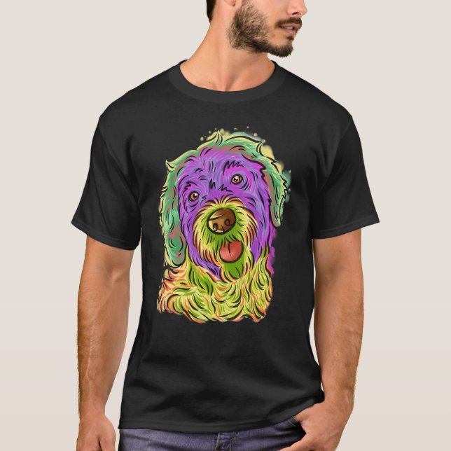 Colourful Pop Portrait Portuguese Water Dog Dog Mu T-Shirt (Front)