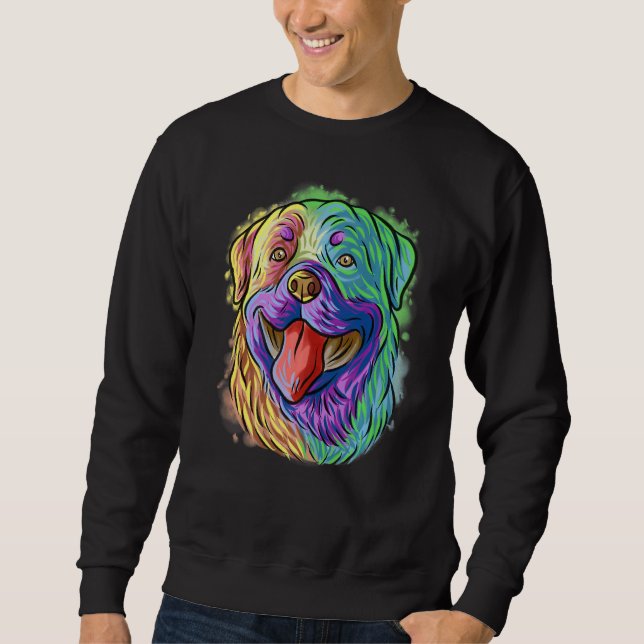 Colourful Pop Portrait Rottweiler Dog Mum Mother's Sweatshirt (Front)