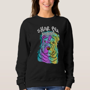 Colourful Pop Portrait Shar Pei Dog Mum Mummy Moth Sweatshirt