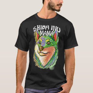 Colourful Pop Portrait Shiba Inu Dog Mum Mother's T-Shirt