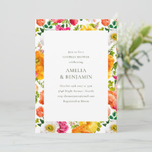 Colourful Poppies Floral Couples Wedding Shower Invitation