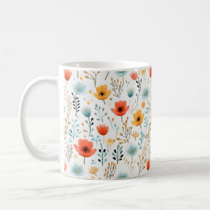 Colourful Poppies Floral Pattern Coffee Mug